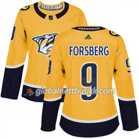 Nashville Predators Hockeydrakt Filip Forsberg 9 2017-2018 Golden Adidas Authentic - Dame